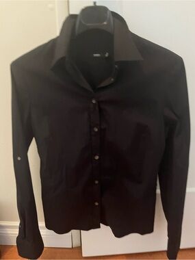 MARCS Black ladies stretch cotton dress shirt